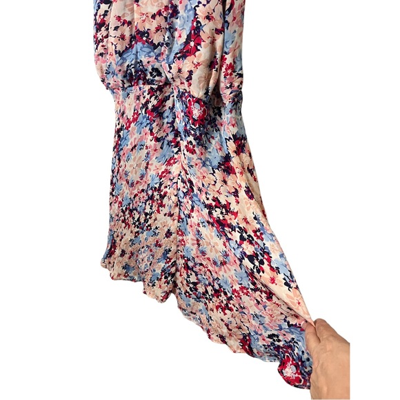 PARKER 100% SILK FLORAL CRISS CROSS FRONT STRAPPY FLOWY DRESS SIZE MEDIUM - Picture 9 of 12